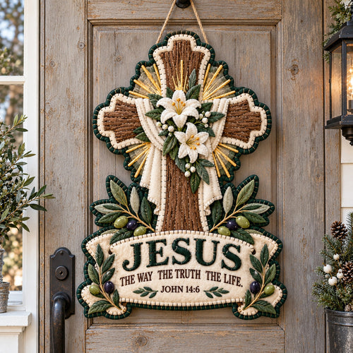 Jesus Truth Cross Custom Shape Felt Door Hanger GFTOTP21993