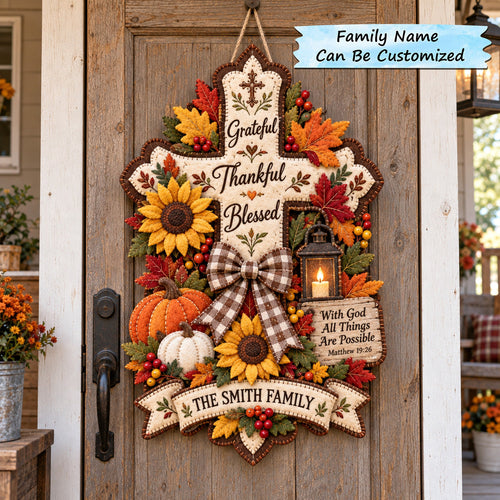 Personalized Autumn Blessings Custom Shape Felt Door Hanger QTCUZ GFTOTP22072