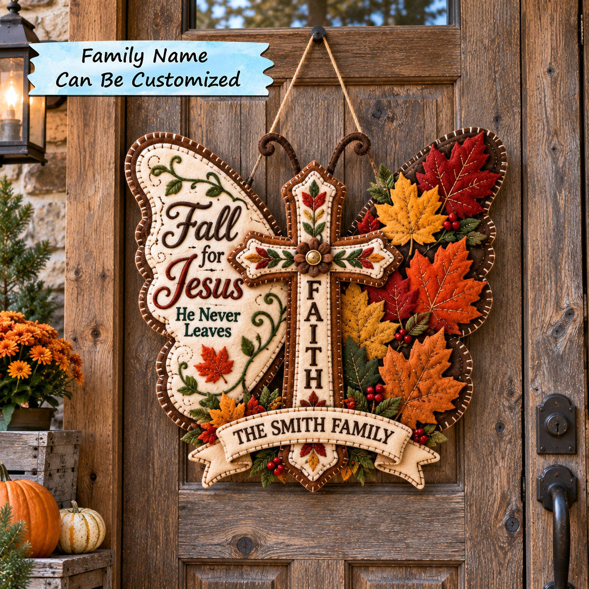 Personalized Autumn Blessings Custom Shape Felt Door Hanger QTCUZ GFTOTP22073