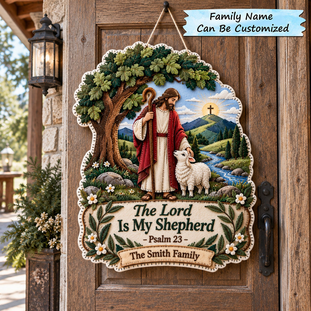 Personalized Good Shepherd Custom Shape Felt Door Hanger QTCUZ GFTOTP22076