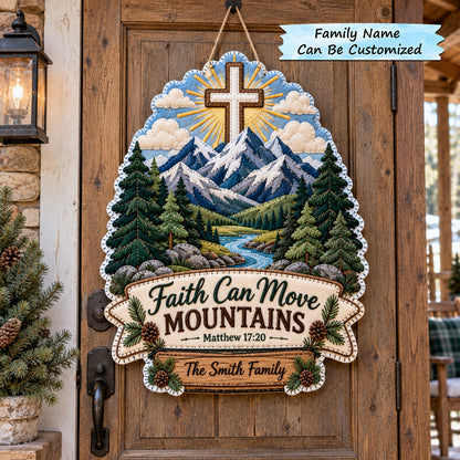 Personalized Mountain Faith Custom Shape Felt Door Hanger QTCUZ GFTOTP22077