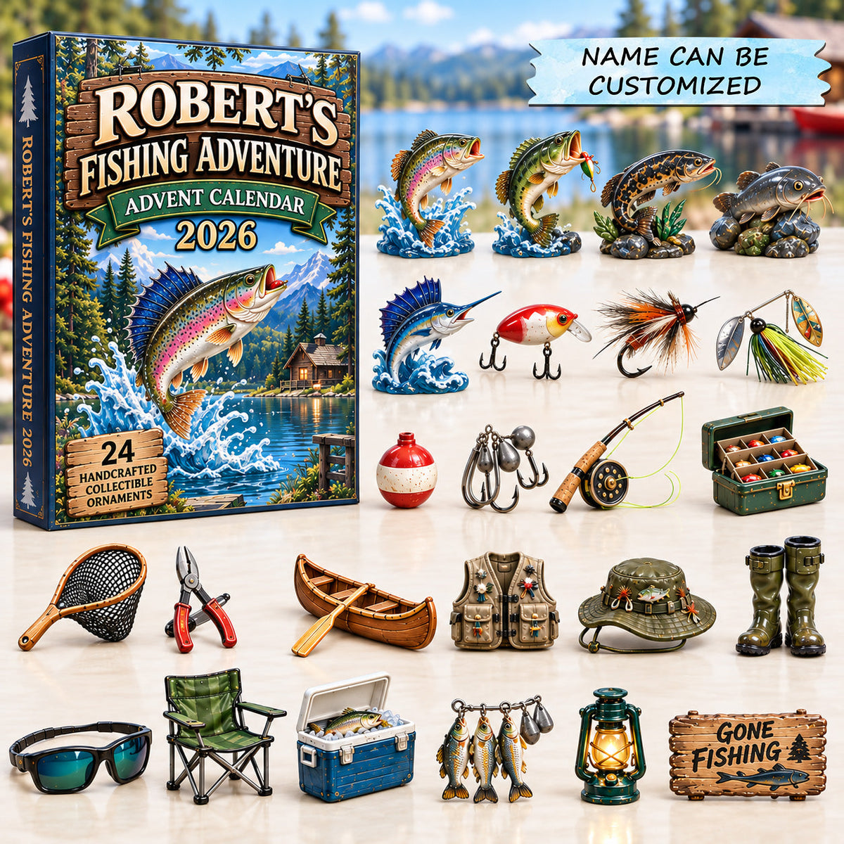 Personalized Fishing Adventure Advent Calendar 2026 QTCUZ GFTOTP22110