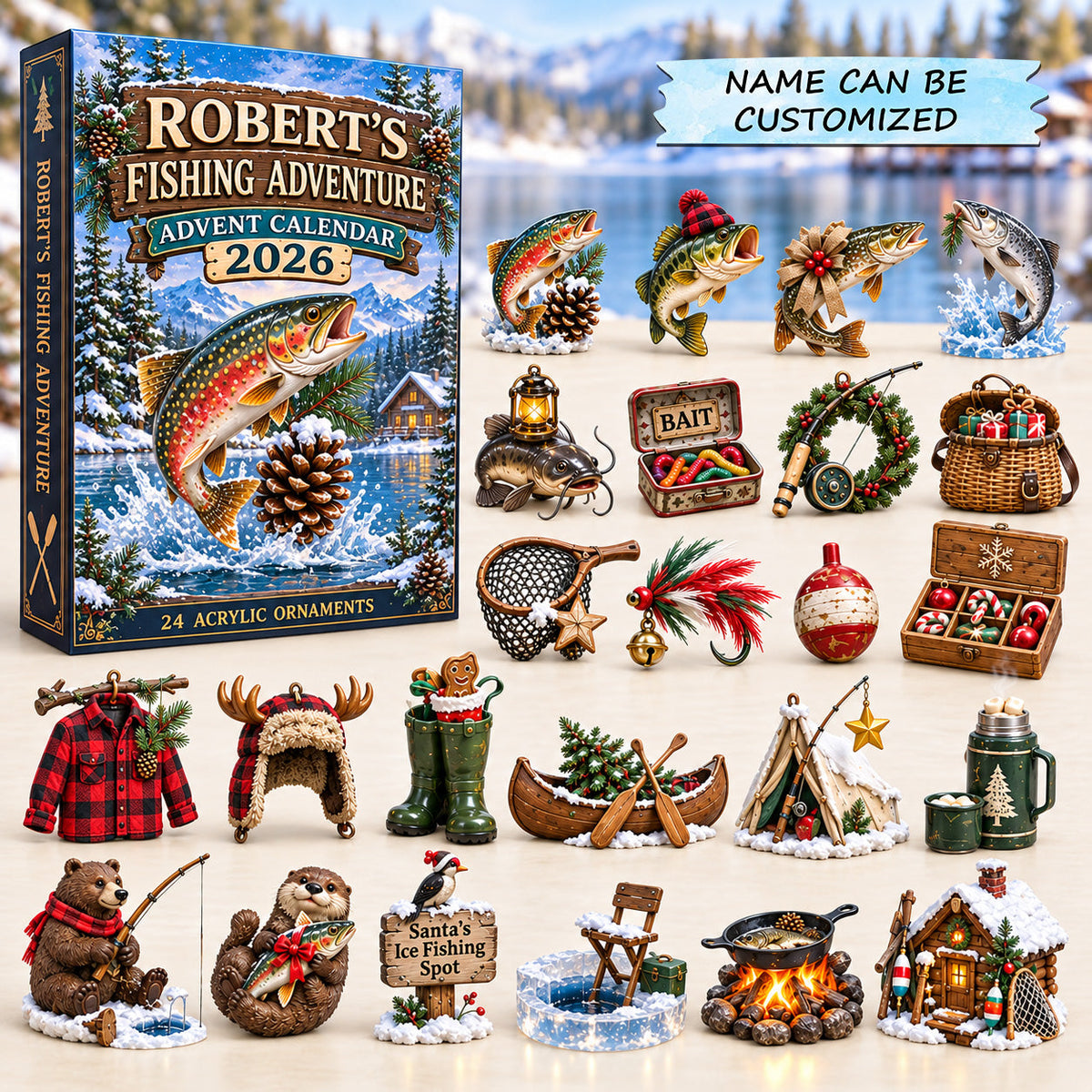 Personalized Fishing Adventure Advent Calendar 2026 QTCUZ GFTOTP22112