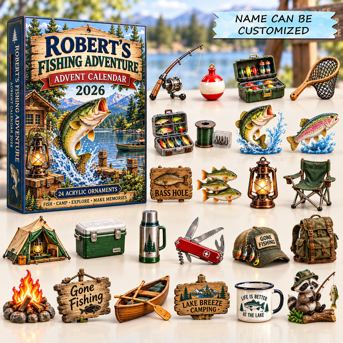 Personalized Fishing Adventure Advent Calendar 2026 QTCUZ GFTOTP22113