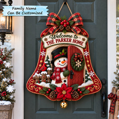 Personalized Welcome Snowman Bell Custom Shape Felt Door Hanger QTCUZ GFTOTP22122