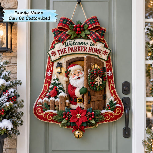 Personalized Welcome Santa Bell Custom Shape Felt Door Hanger QTCUZ GFTOTP22124