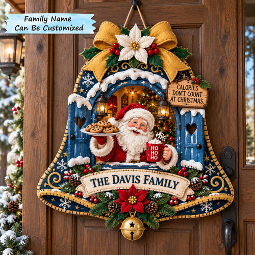 Personalized Santa Cookie Bell Custom Shape Felt Door Hanger QTCUZ GFTOTP22125