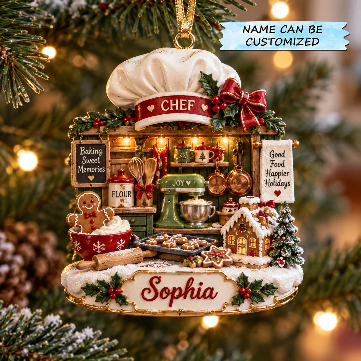 Personalized Chef Kitchen Christmas Mica Ornament QTCUZ GFTOTP22131