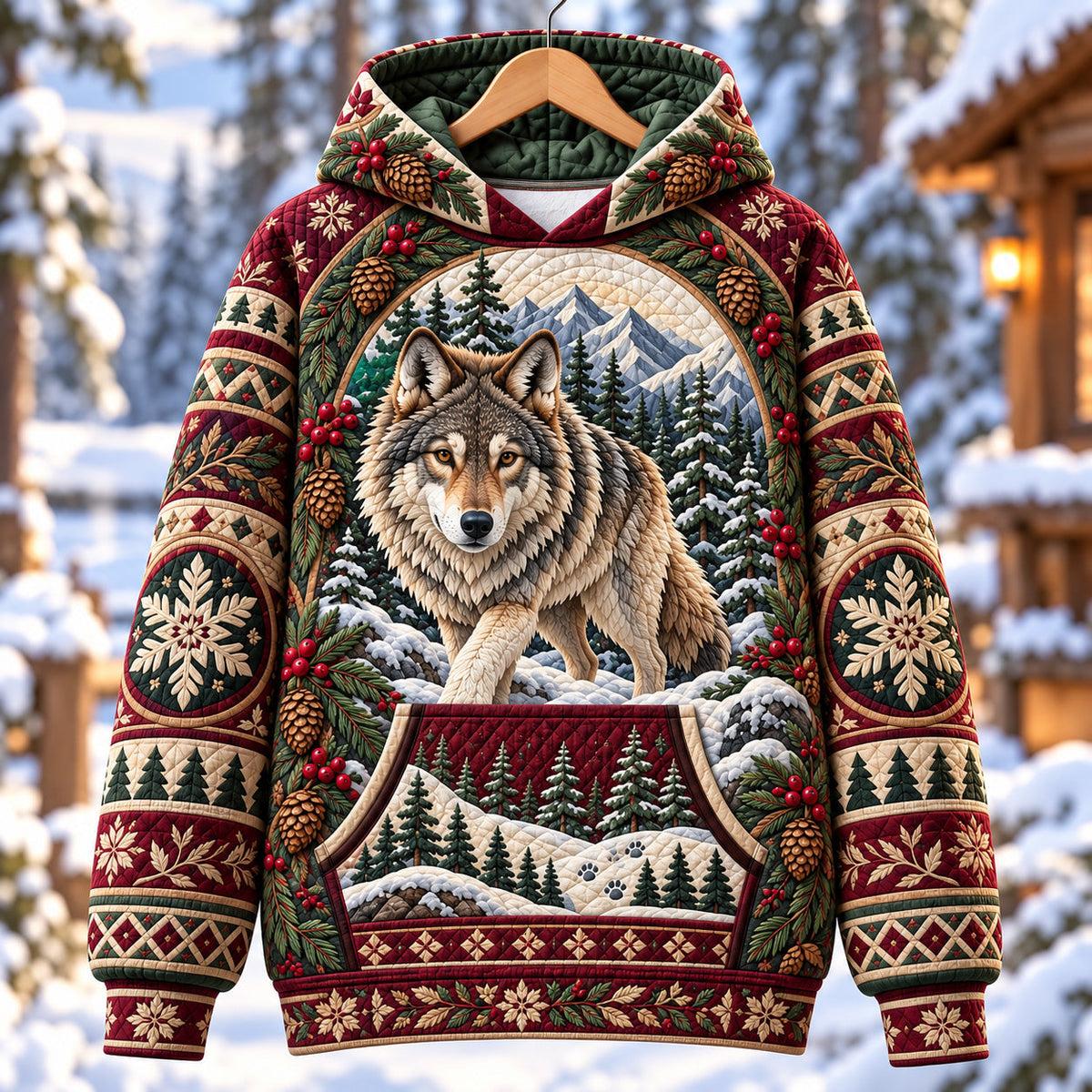Nordic Winter Wolf Hoodie GFTOTP22138