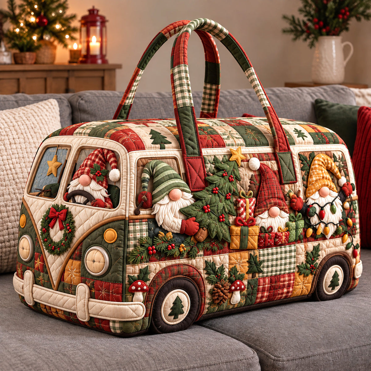 Festive Gnome Caravan Quilted Duffle Bag GFTOTP22196