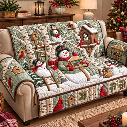 Snowman Birdhouse Quilted Sofa Cover GFTOTP22212