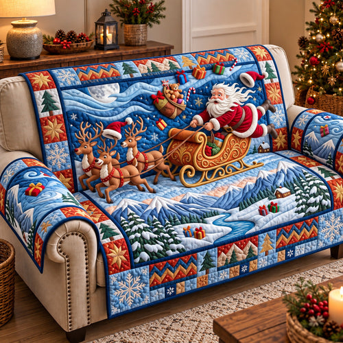 Santa Sleigh Ride Quilted Sofa Cover GFTOTP22214