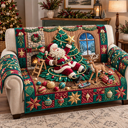 Tangled Santa Lights Quilted Sofa Cover GFTOTP22217