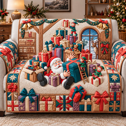 Santa Gift Pile Quilted Sofa Cover GFTOTP22218
