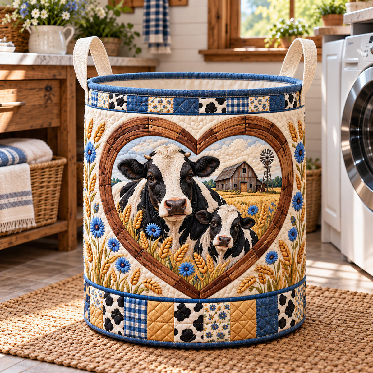 Cow Heart Quilted Laundry Basket GFTOTP22239