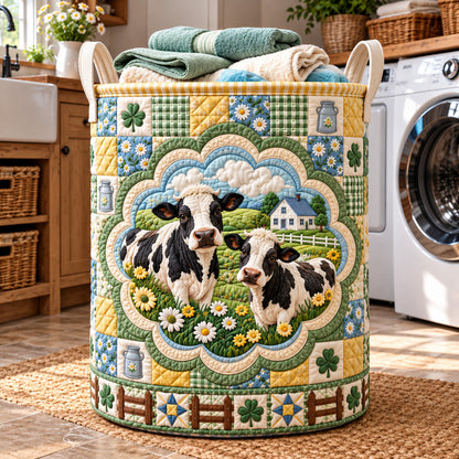 Clover Pasture Cows Quilted Laundry Basket GFTOTP22241