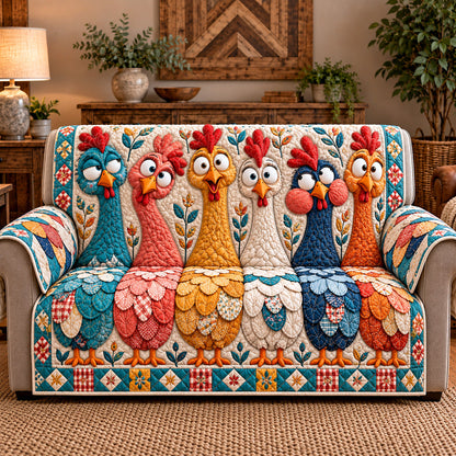 Quirky Roosters Quilted Sofa Cover GFTOTP22245