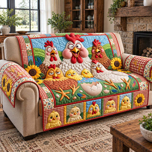 Hen And Chicks Quilted Sofa Cover GFTOTP22246