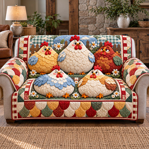 Chubby Funny Chicken Quilted Sofa Cover GFTOTP22250