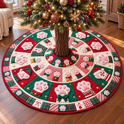 Festive Christmas Paws Quilted Tree Skirt GFTOTP22251