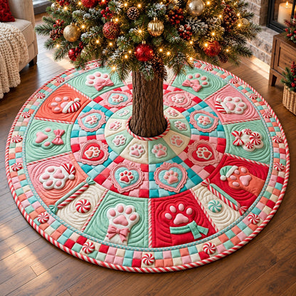 Pastel Candy Paws Quilted Tree Skirt GFTOTP22252