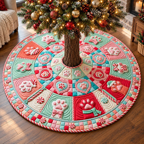 Pastel Candy Paws Quilted Tree Skirt GFTOTP22252