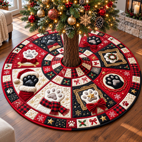 Festive Christmas Paws Quilted Tree Skirt GFTOTP22253
