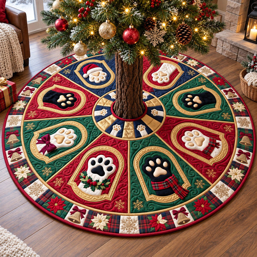 Festive Christmas Paws Quilted Tree Skirt GFTOTP22254
