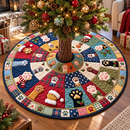 Festive Christmas Paws Quilted Tree Skirt GFTOTP22255