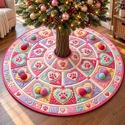 Pastel Yarn Paws Quilted Tree Skirt GFTOTP22258