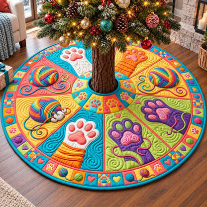 Rainbow Yarn Paws Quilted Tree Skirt GFTOTP22259