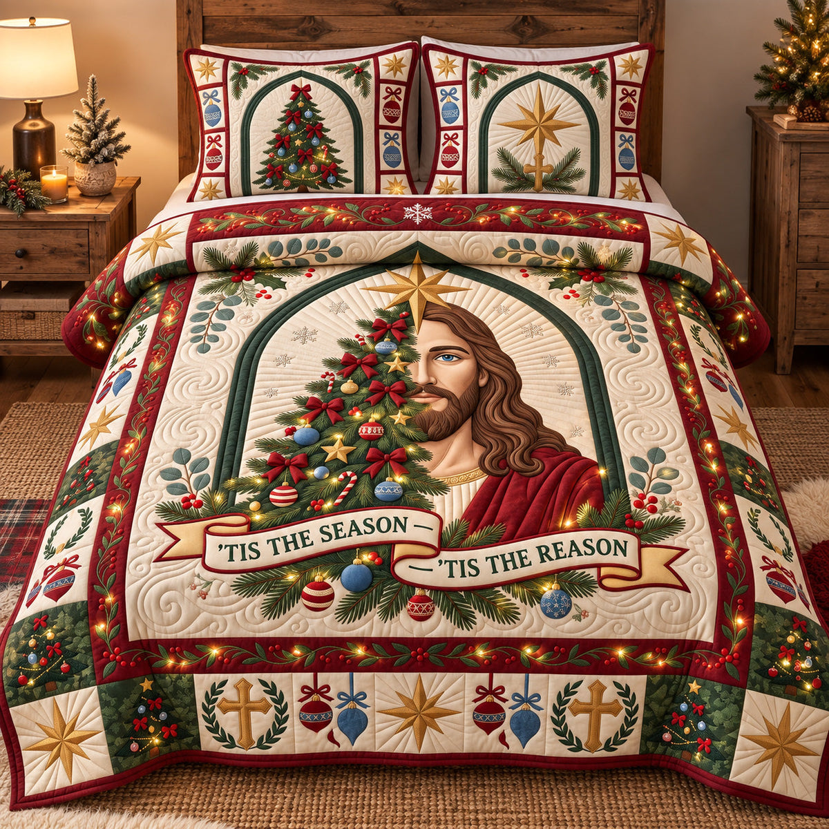 Divine Jesus Tree 3-Piece Quilted Bedding Set GFTOTP22306