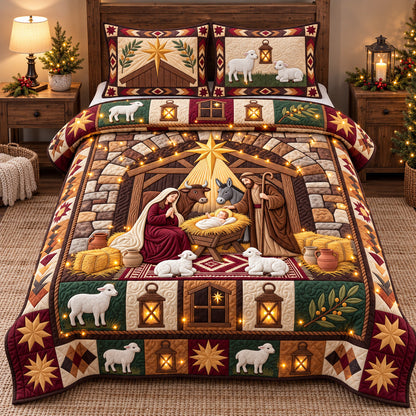 Rustic Manger Miracle 3-Piece Quilted Bedding Set GFTOTP22307