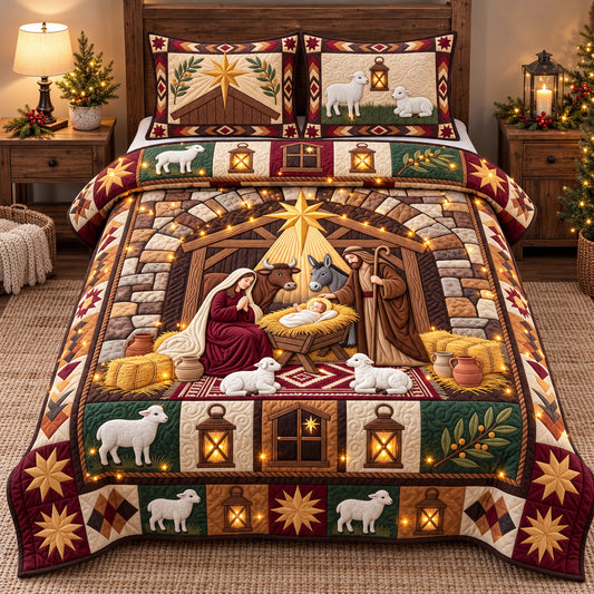 Rustic Manger Miracle 3-Piece Quilted Bedding Set GFTOTP22307