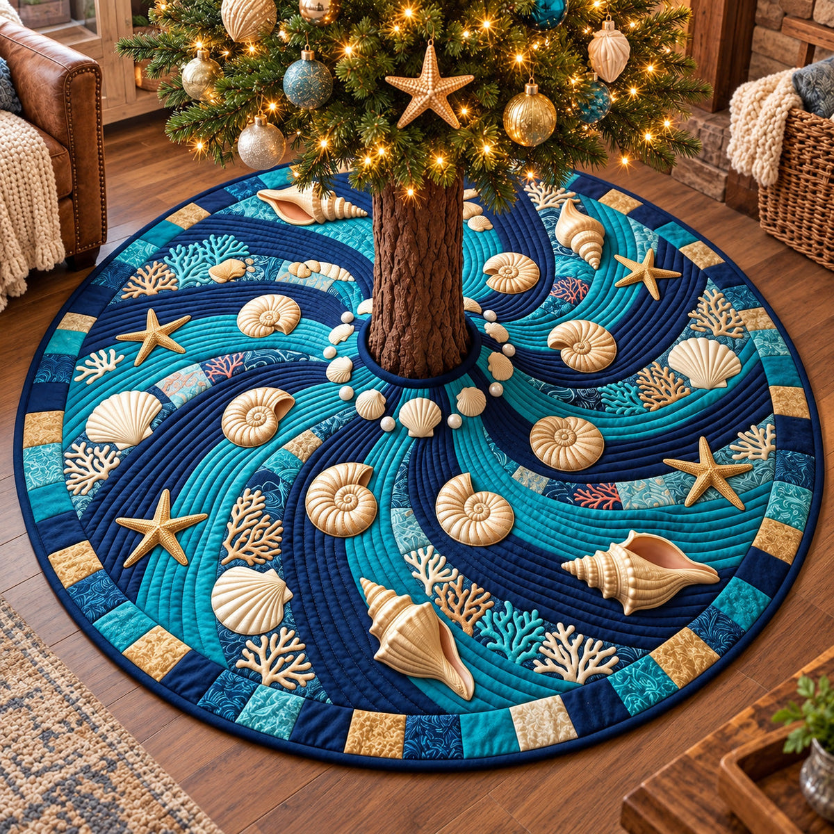 Coastal Whisper Quilted Tree Skirt GFTOTP22313