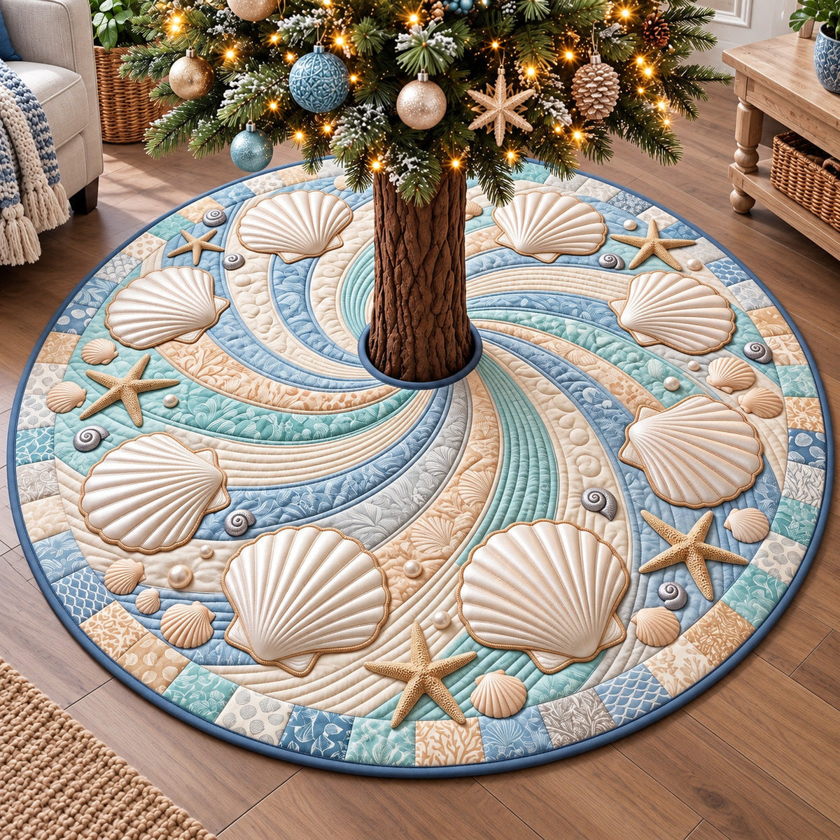 Coastal Whisper Quilted Tree Skirt GFTOTP22314