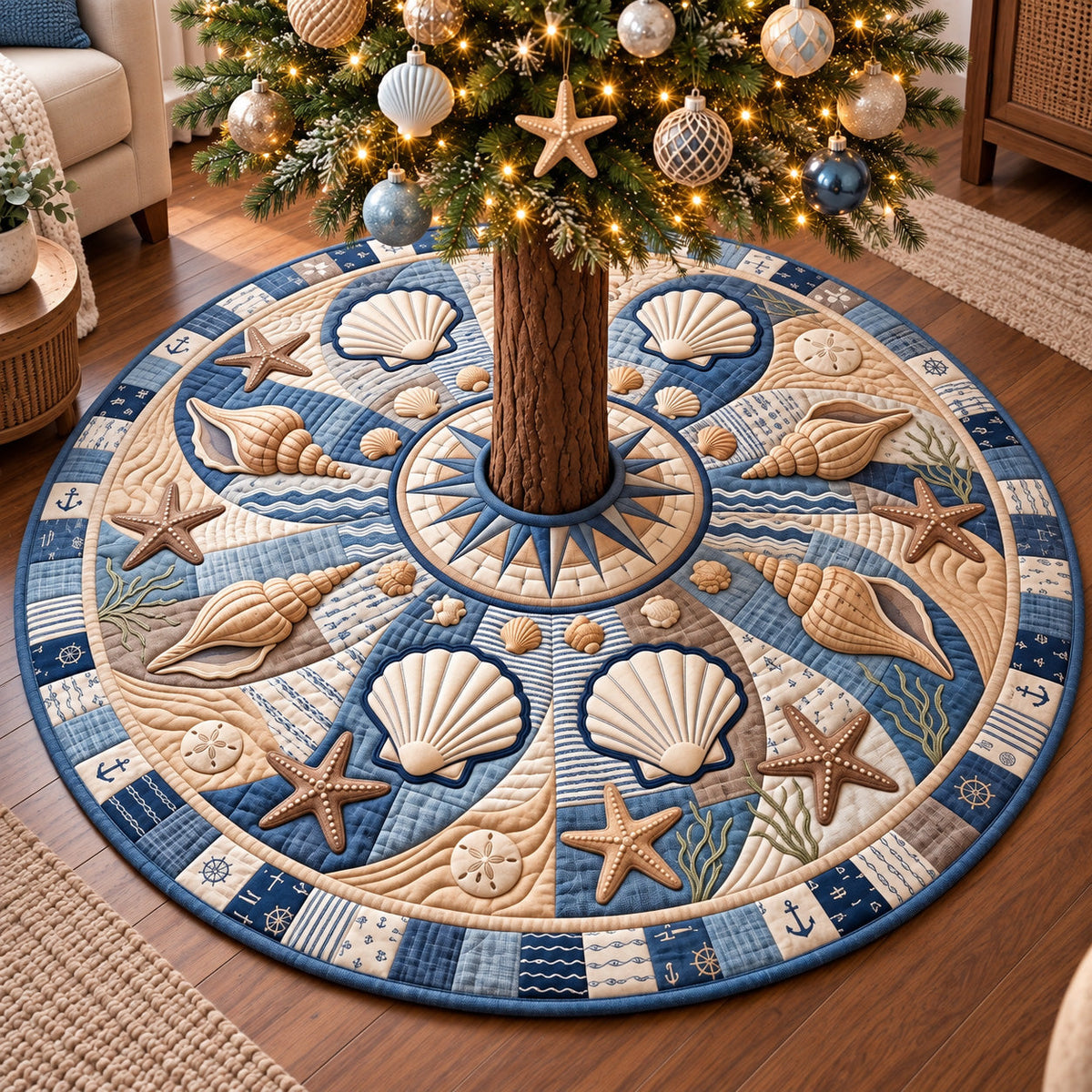 Coastal Whisper Quilted Tree Skirt GFTOTP22315