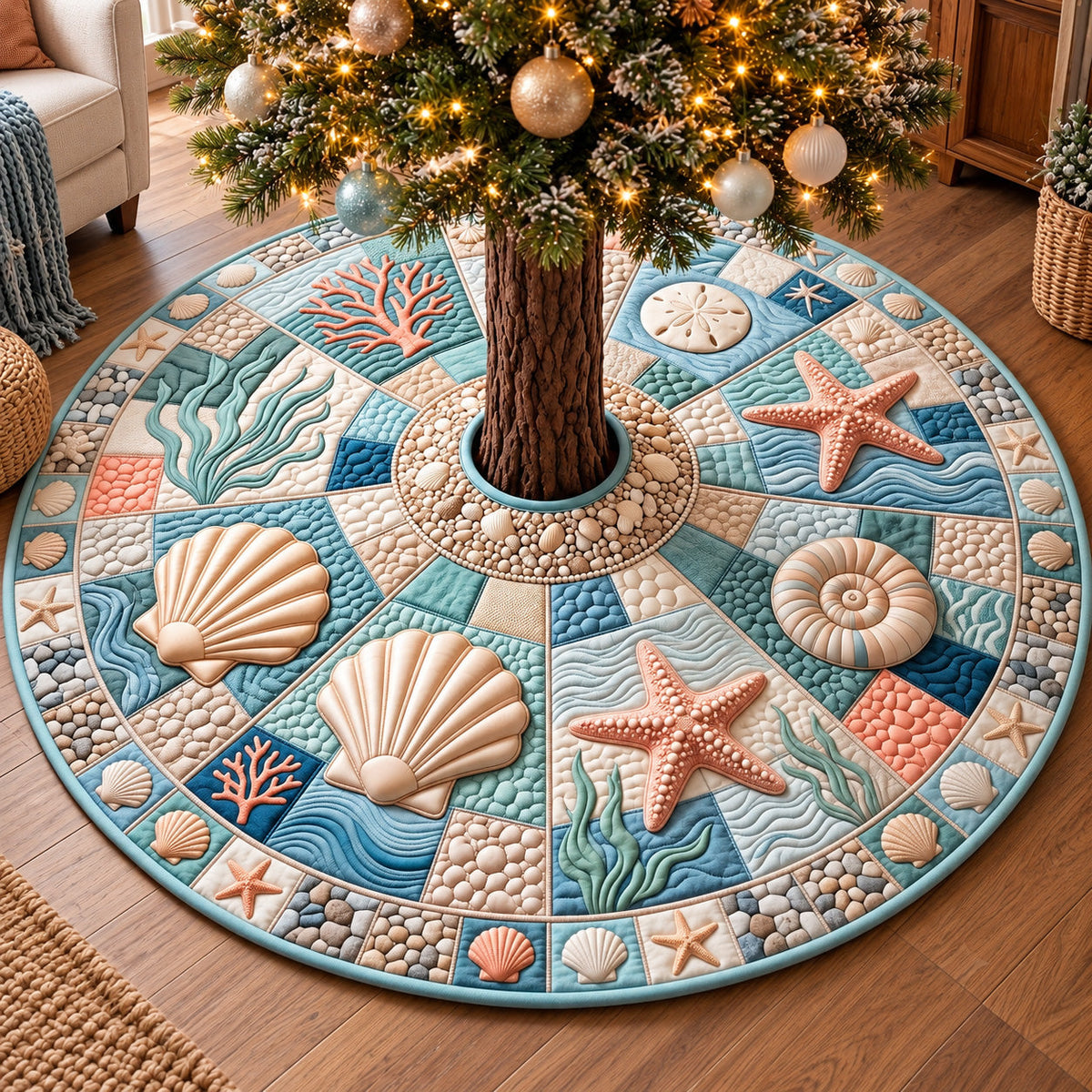 Coastal Whisper Quilted Tree Skirt GFTOTP22318