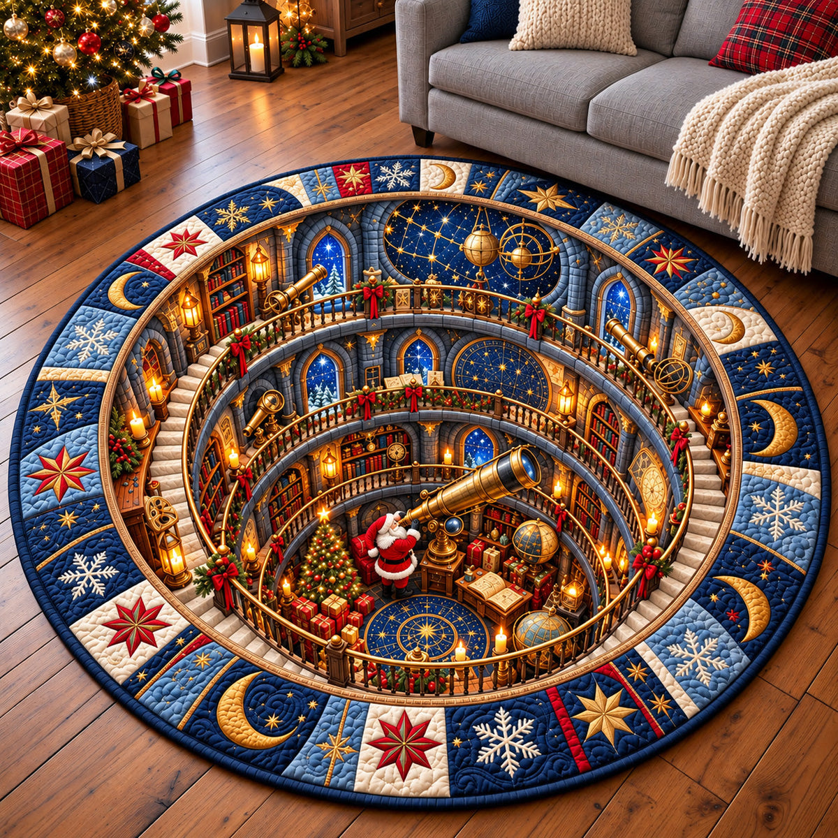 Jolly Santa Workshop Quilted Round Mat GFTOTP22323