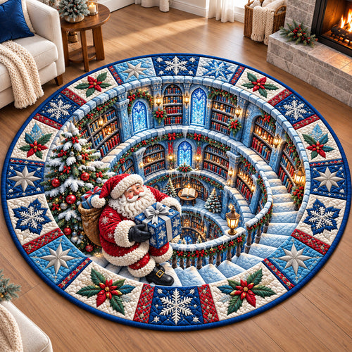 Jolly Santa Library Quilted Round Mat GFTOTP22343