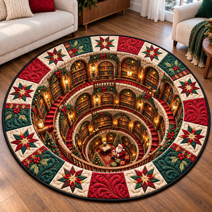 Jolly Santa Library Quilted Round Mat GFTOTP22345