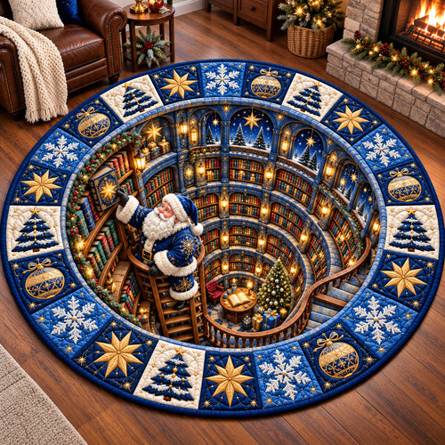 Jolly Santa Library Quilted Round Mat GFTOTP22346