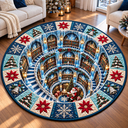 Jolly Santa Library Quilted Round Mat GFTOTP22350