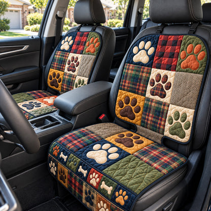 Plaid Paw Prints Quilted Car Seat Protector GFTOTP22398