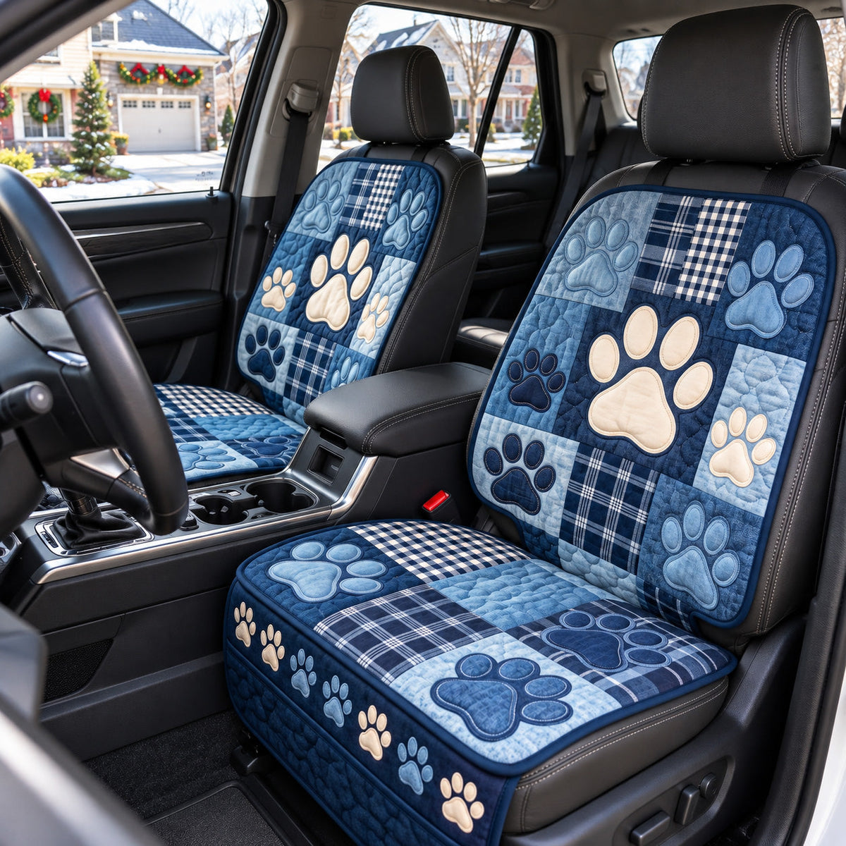 Blue Denim Paws Quilted Car Seat Protector GFTOTP22402