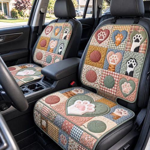 Pastel Kitty Paws Quilted Car Seat Protector GFTOTP22403