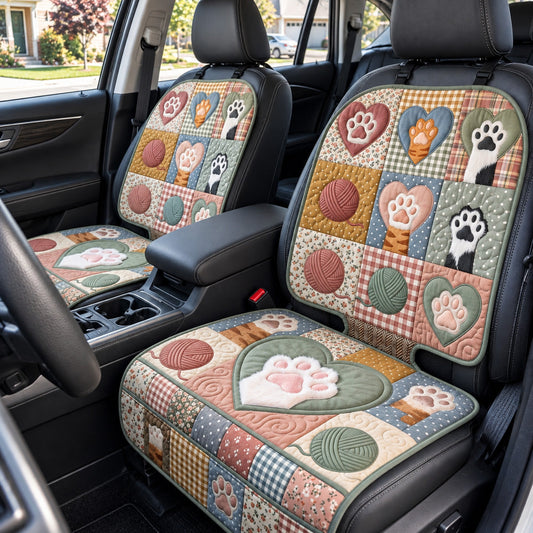Pastel Kitty Paws Quilted Car Seat Protector GFTOTP22403