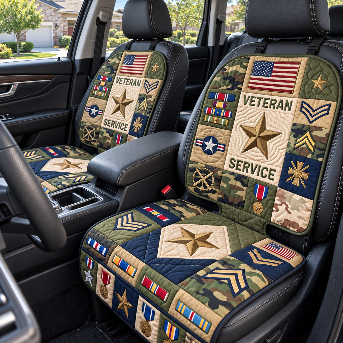 Veteran Service Quilted Car Seat Protector GFTOTP22404