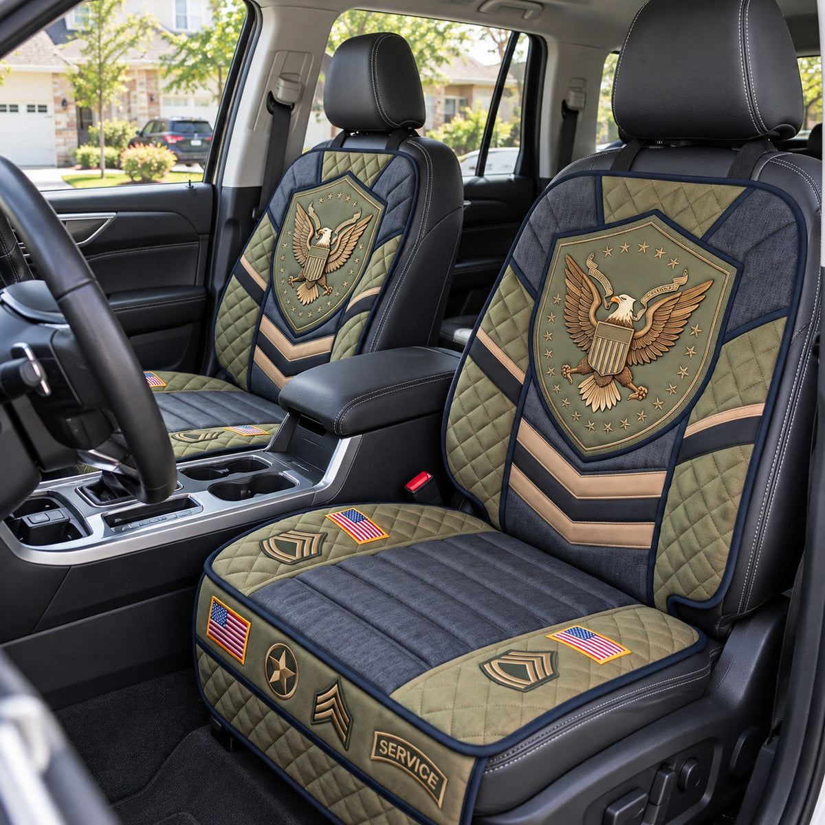 Eagle Shield Emblem Quilted Car Seat Protector GFTOTP22406