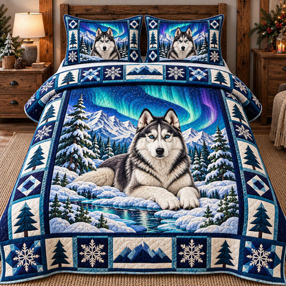 Northern Lights Husky 3-Piece Quilted Bedding Set GFTOTP22446